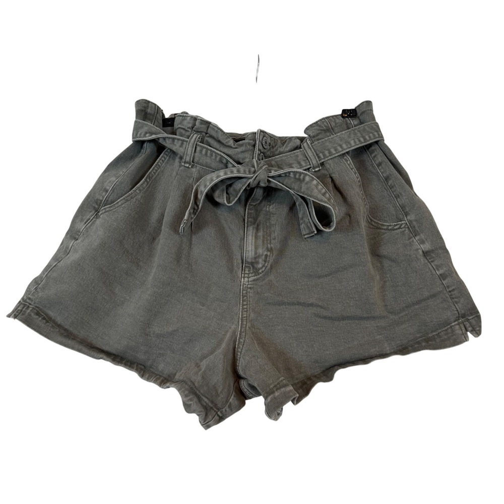American Eagle Women Olive Green Paperbag Waist High Rise Tie Belt Shorts •12•